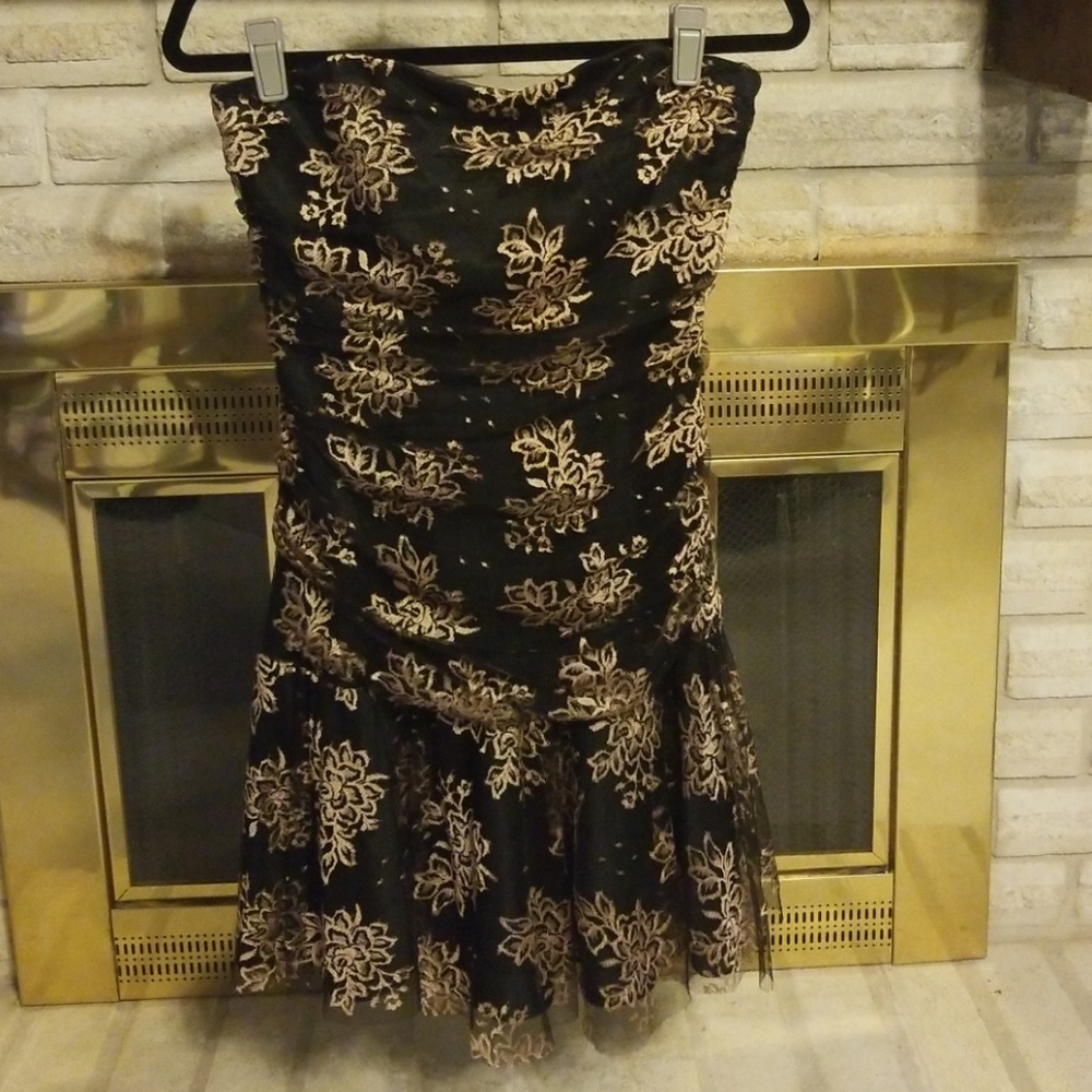 Betsey Johnson Vintage Gold Lace Netting Dress SM